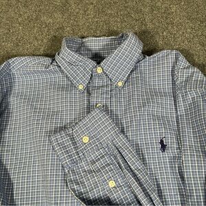 Polo Ralph Lauren Button Down Shirt Men’s Large Blue Gingham Check Plaid Preppy